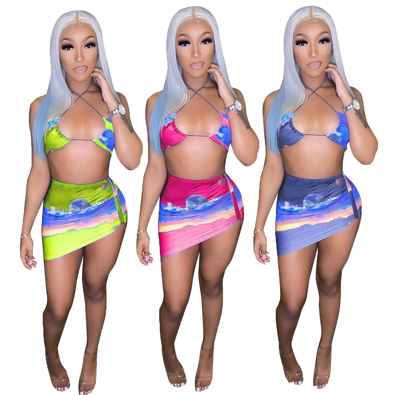 

New summer casual sexy bikini collar sleeveless cool swimsuit suit