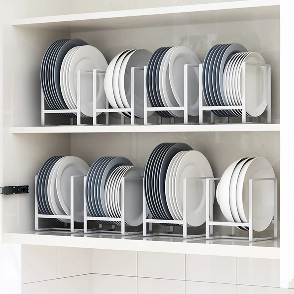 

New upgrade Reasonable Price White steel Kitchen corner Mini dish storage holder Cupboard plate rack, White / black