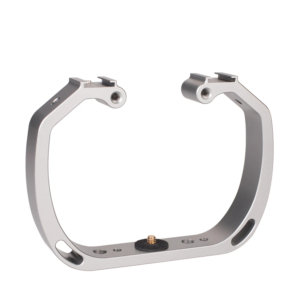

Kaliou Double-Head Hot Shoe Fill Light Bracket Handle Diving Handheld Stabilizer For Go pro Sports Cameras, Silver