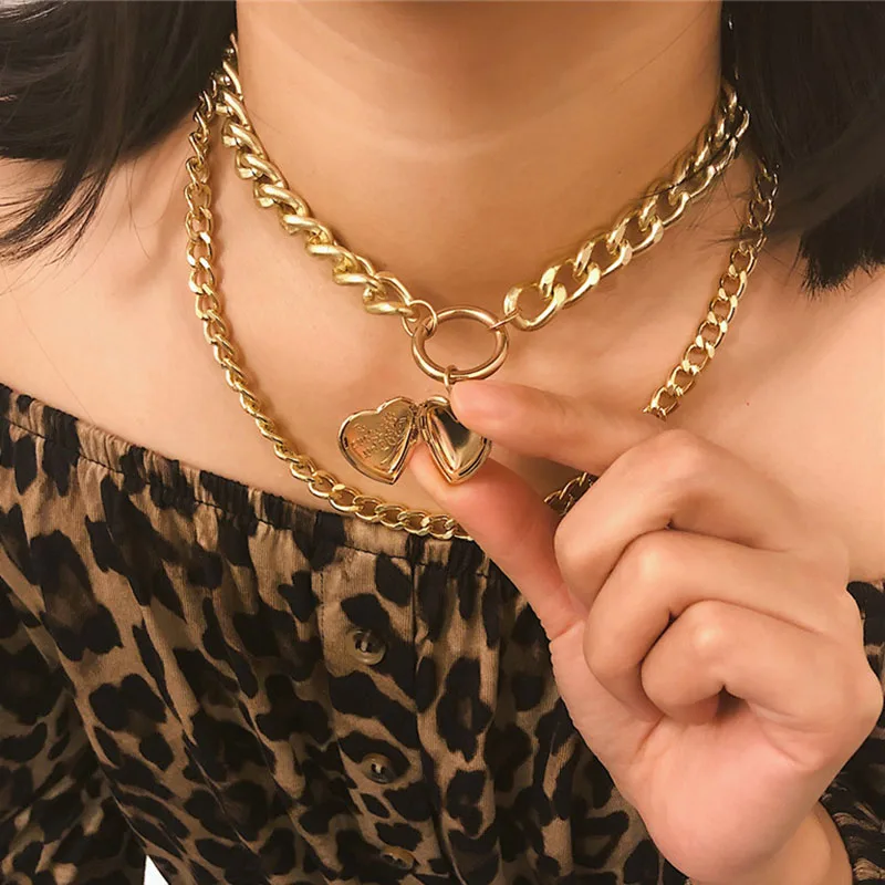 

Heart Pendant double layer Necklace Open Frame locket Necklace
