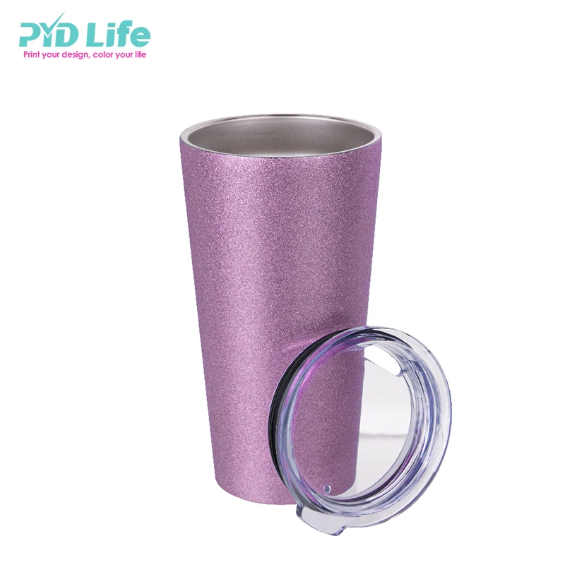 

PYD Life 16oz Customize Glitter Tumbler Double Walled Tumblers Cups Stainless Steel Vacuum Insulated Cup, White