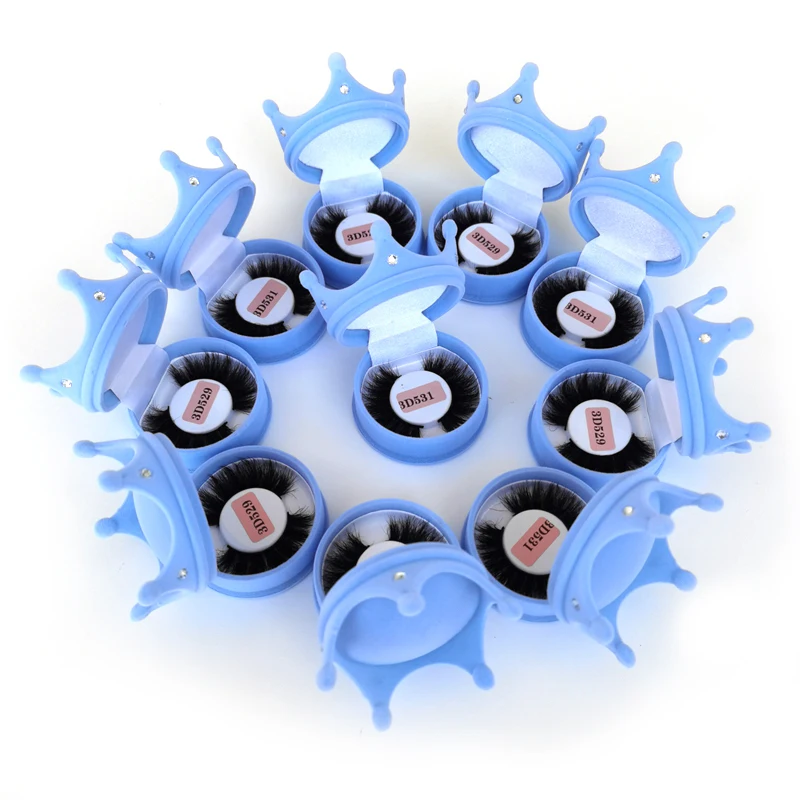 

2021 newest eyelashes boxes 13-22mm real mink 3d lashes wholesale lash vendors with Crown lash packaging