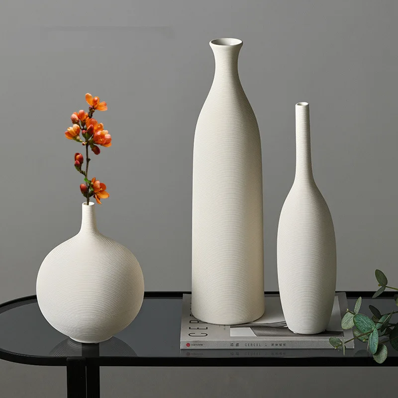 

2022 New Design European Style Nordic Soft White Matt Decorative Ceramic Flower Vase, Pictures showed