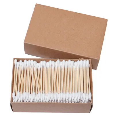 

200PCS/Box Double Head Cotton Swab Bamboo Sticks Cotton Swab Disposable Buds Cotton For Beauty Makeup Nose Ears Cleaning, White