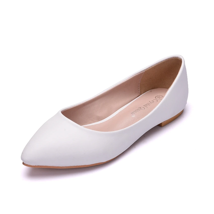 

New Women Shoes Flat Leather Shoes White Women Pointed Toe Leather Girl Flats Shoes