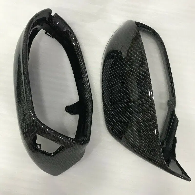

Replacement CarAccessories Carbon Fiber Car Mirror Cover Fit For Audi A7 RS7 S7 2011-2018 With Side Assist, Glossly carbon black