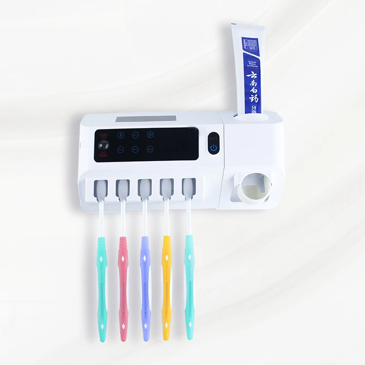
automatic touch UV LED light electric ultraviolet toothbrush toothpaste holder dispenser sterilizer 