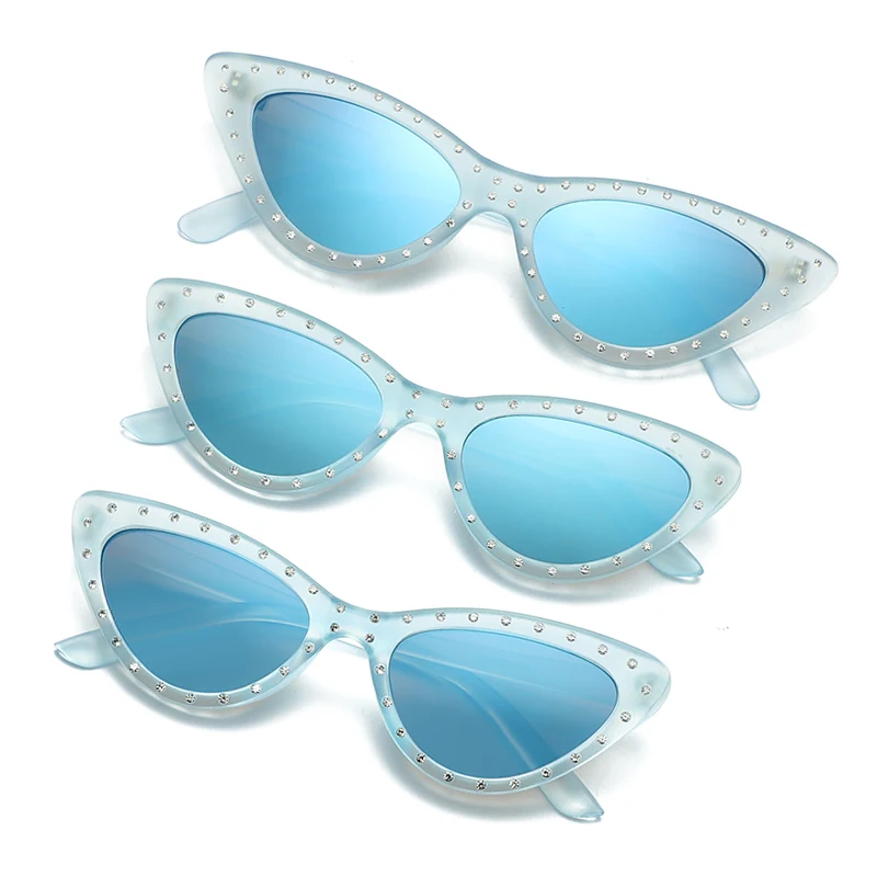 

OUSEN 2021 Customized Logo Rhinestone Cat Eye Plastic Frame Mommy And Me Shades Sunglasse
