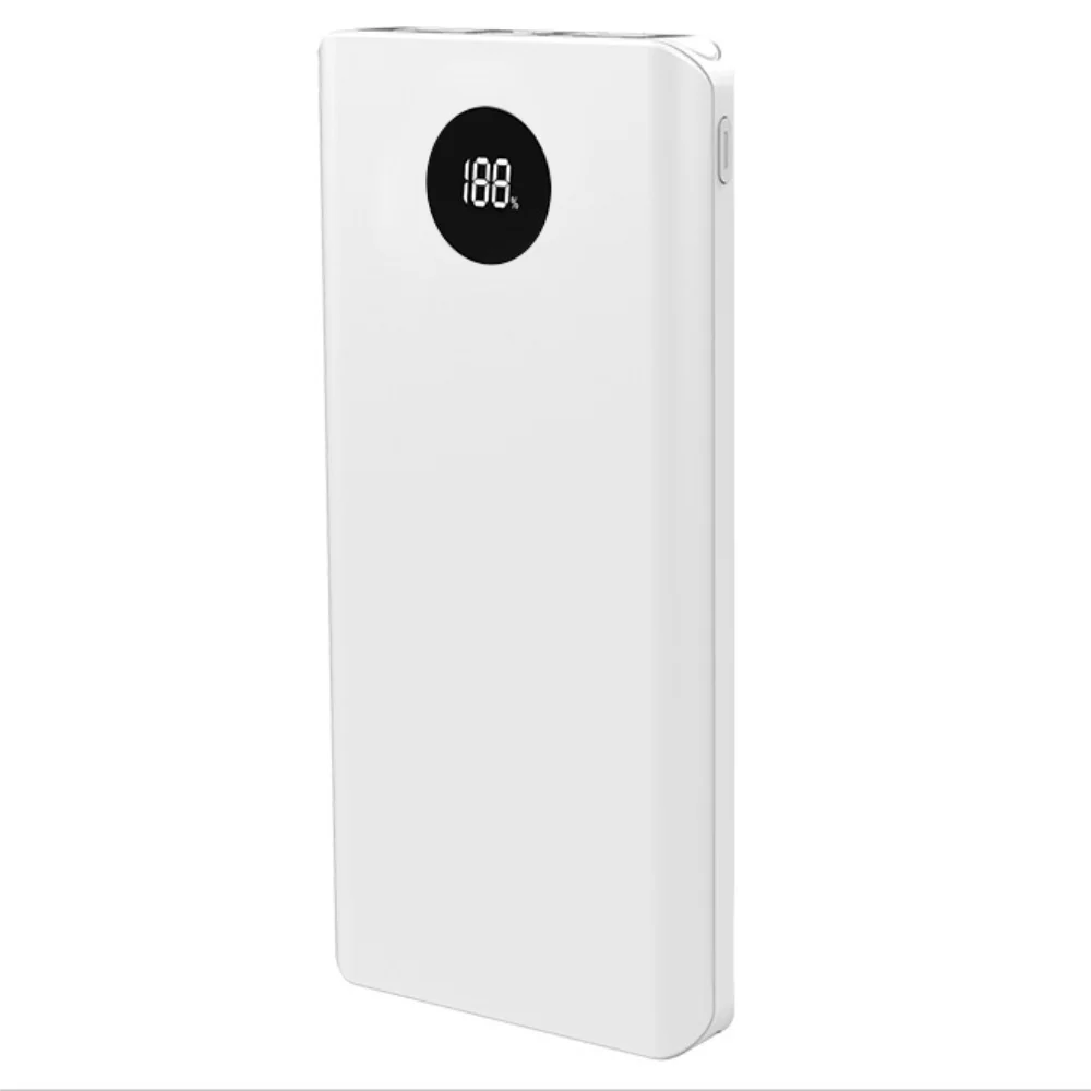 

USB-C Power Delivery Battery Pack Slimline Compact Power Bank 10000mAh Portable Dual Output Travel Charger, Black, white