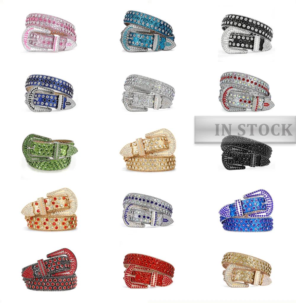 

Original 10Y Manufacturer Custom Rhinestone Belt Wholesale Factory Price OEM LOGO Bling Studded Diamond Designer Belt