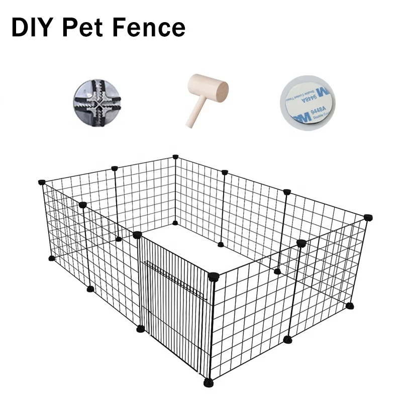 

DIY Foldable Pet Playpen Metal Fence Dog Kennel House Training Puppy Kitten Space Dogs Supplies rabbits guinea pig Cage, Black and white
