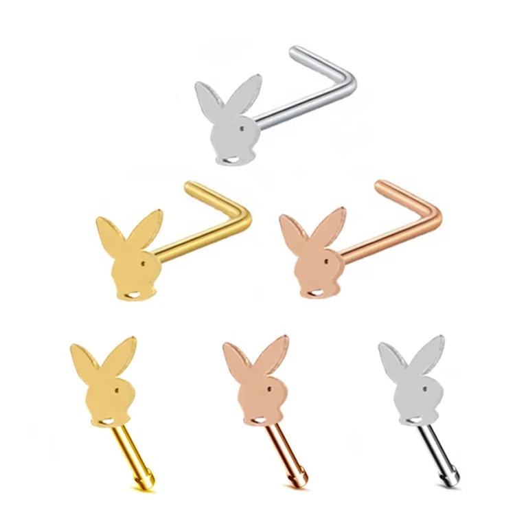 

Gaby New design rabbit nose ring stainless steel nose studs bunny nose pin body piercing jewelry