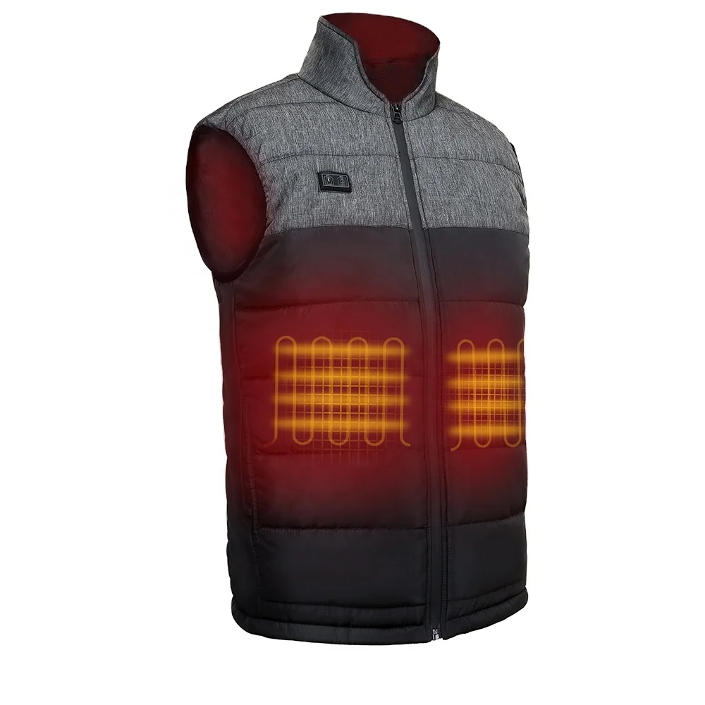 

2019 New Design Mens Warming Stitching Waistcoat Rechargeable Battery Charging Heated Vest for Hiking