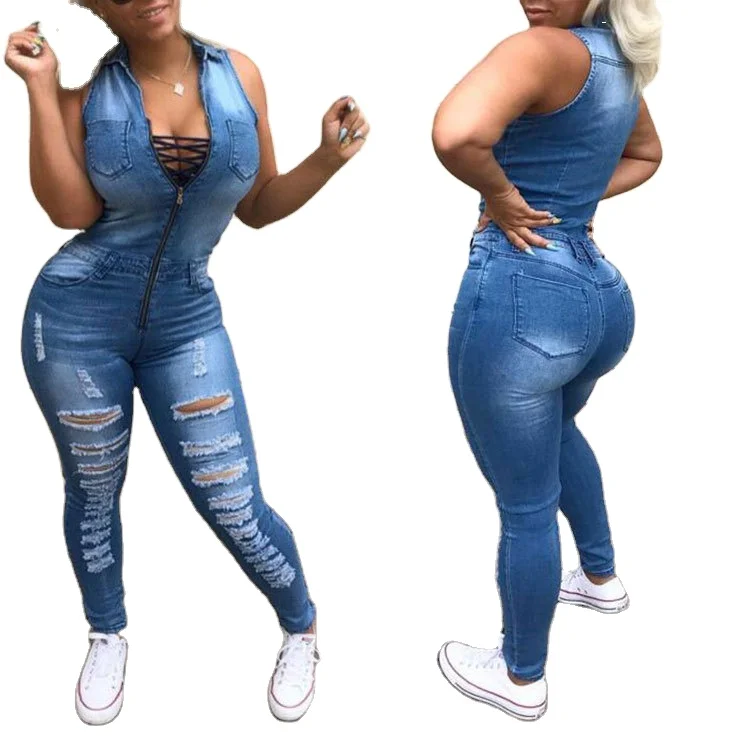 

Fashion Stretch Blue jumpsuit Skinny Denim Women Jeans Sexy Slim Plus Size jean Jumpsuits