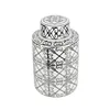 Retro custom chaozhou ceramic porcelain storage jar with lid square custom ceramic spice set jar