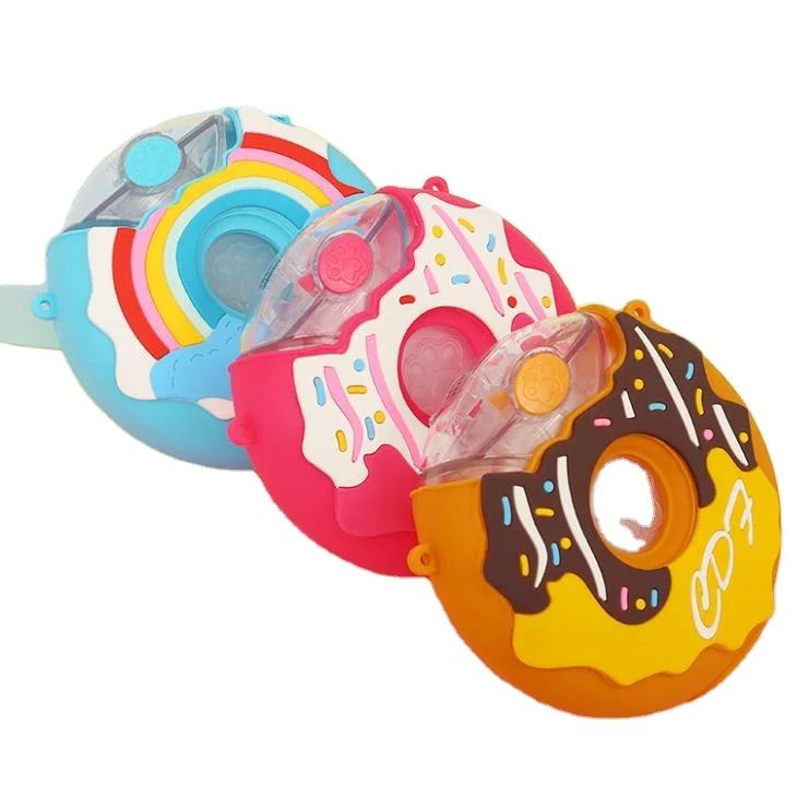

380ml plastic straw donut Children's water cup wholesale sports ice cream water bottle