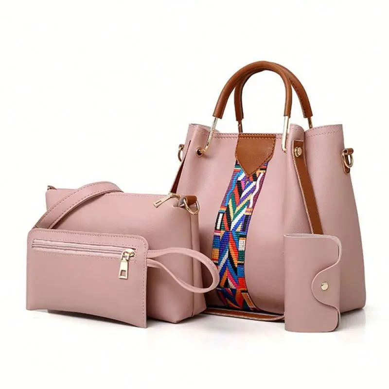 

Casual Large Capacity Eco-Friendly Pu Material Leather Pu Handbags 4 Set Women Handbags