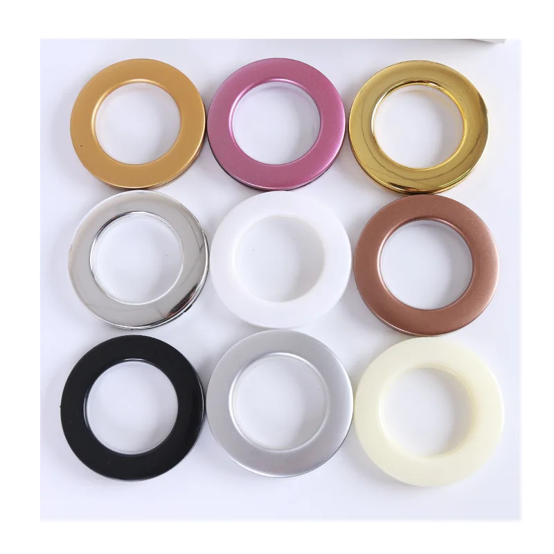 

Wholesale production 70mm black plastic curtain rings wear resistant and durable round curtain ring eyelet, Color card