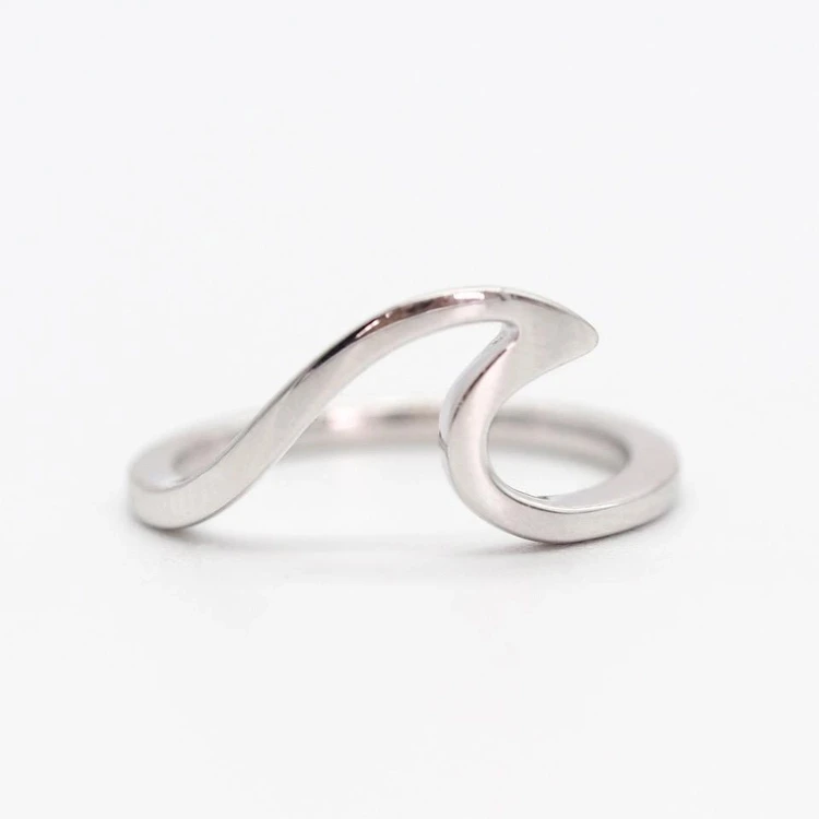 

classic design 925 sterling silver wave ring for women