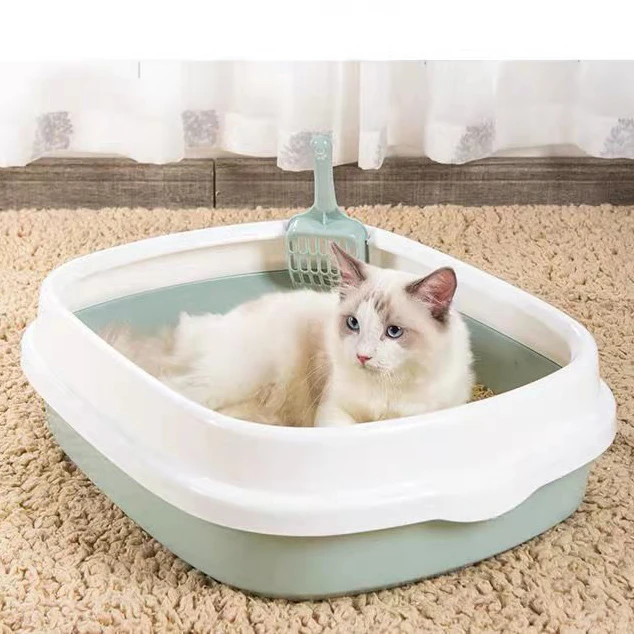 

Pet Products Cleaning Plastic Cat Toilet Box Trays Simple Cat Litter Box, Pink, gray, blue, brown, fruit green