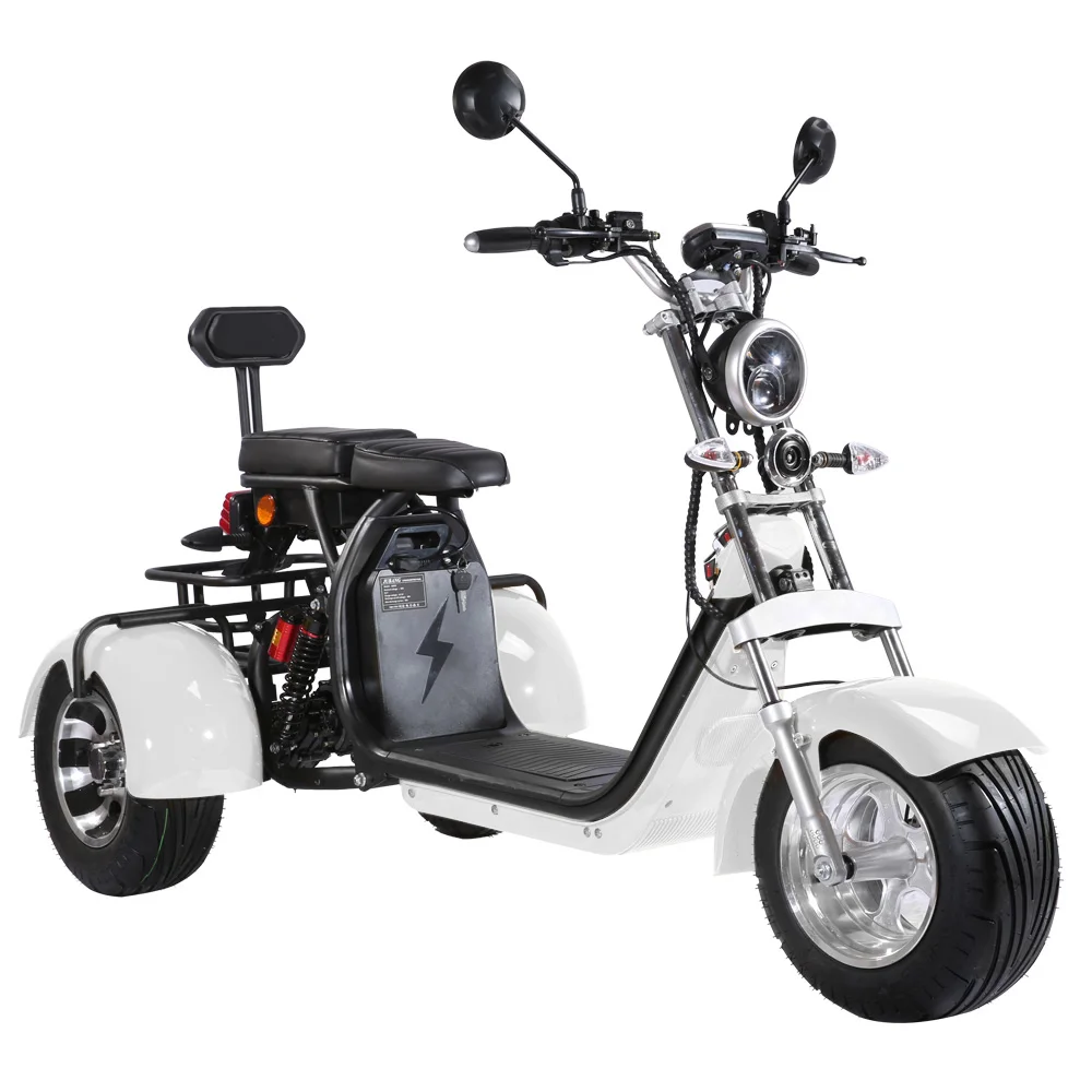 

2020 EU Warehouse 60V 2000W EEC Adult Electric Motorcycle Tricycle Air Tire Wheel Scooters 3 Wheel Citycoco Bike, Black