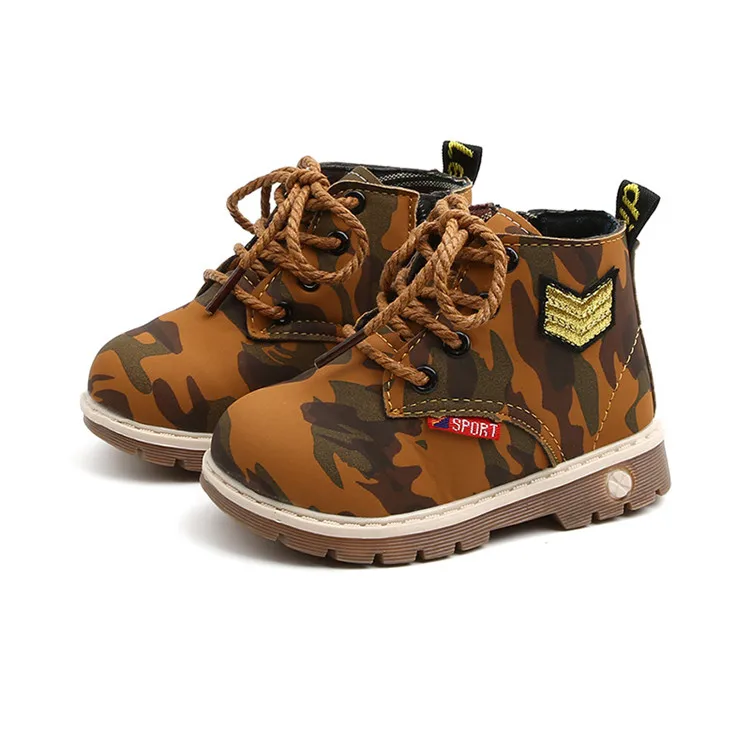 

Fashion 2019 New Martin Kids Boots Camo Autumn Winter Outdoor Baby Snow Boots, 4 colors