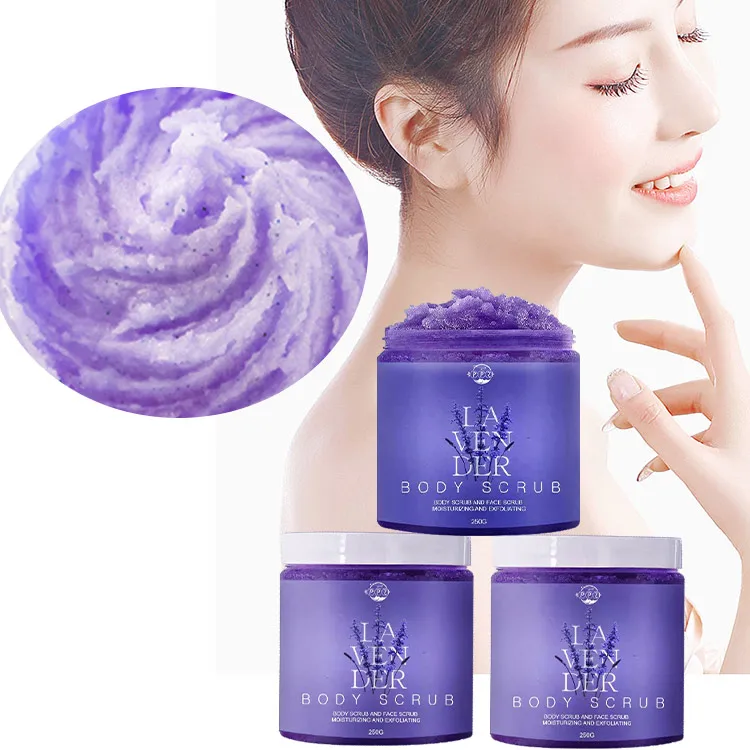 

Custom Logo Lavender Scrub Wholesale Whitening Body Scrub Private Label Exfoliating Purple Body Scrub Supplier