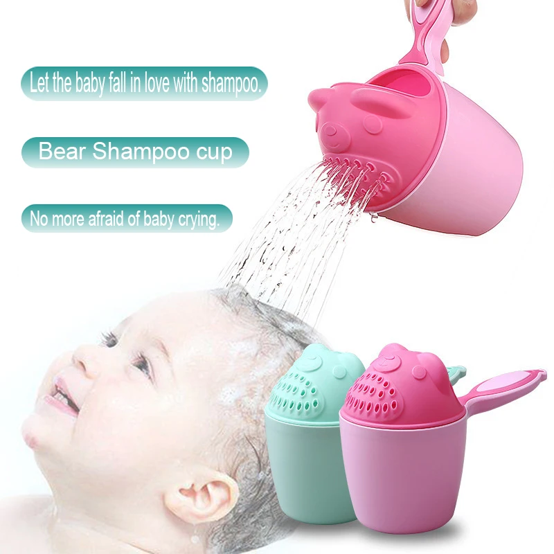 

Baby Spoon Shower Bath Water Swimming Head Watering Bottle Kids Wash Hair Shampoo Cup, Pink /blue
