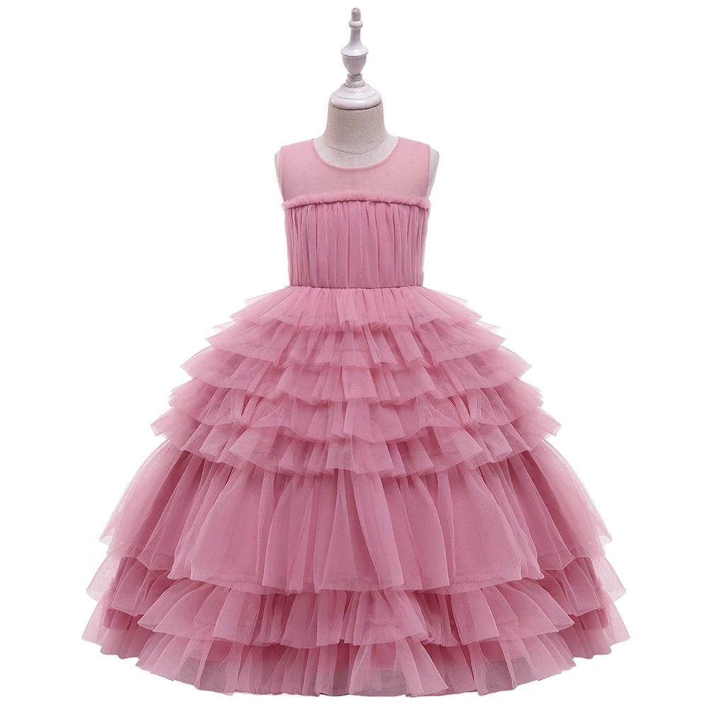 

Summer Birthday Party Costume First Communion Ruffle Wedding Kids Girls Dresses 2-12 Years, Red,pink,blue