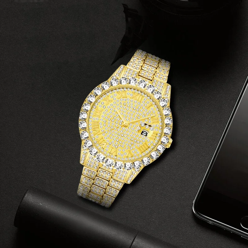 

Iced Out Watch Diamond Gold Watch Men Luxury Diamond Luxury Wrist Watches