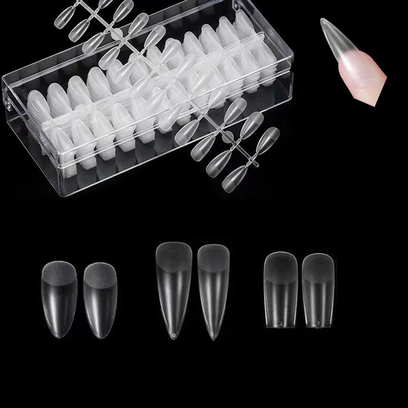 

Customized gel x press on nails tips private label trapezoid Coffin false nails water droplets false Curved Nail Tips