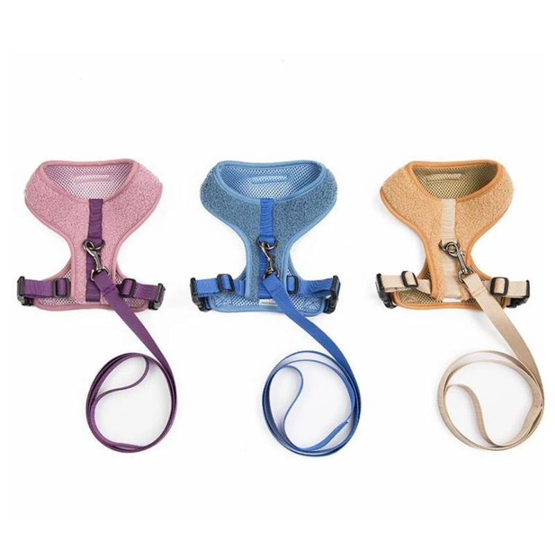 

Custom Teddy Fleece With Breathable Mesh Dog Harnesses, Dog Vest With Nylon webbing Leashes collars