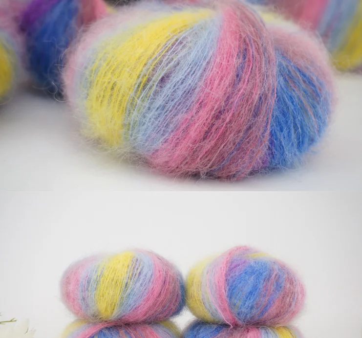
Dyed mohair fine thread fancy wool hand knitting sweater wool ball scarf crochet shawl matching cashmere DIY soft yarn 