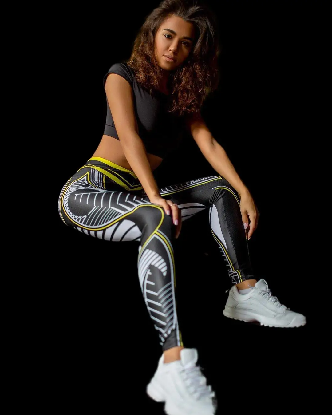 

Women's high elastic sports digital printing Yoga hip high waist Leggings