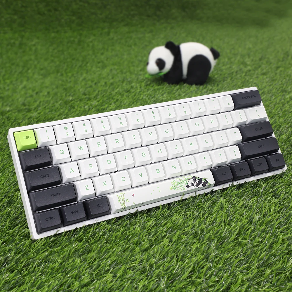 

Wholesale factory supply SK61 GK61 rgb hotswap Switch PBT panda keycaps wired 60% Gaming Mechanical Mini Keyboard, Black/ white