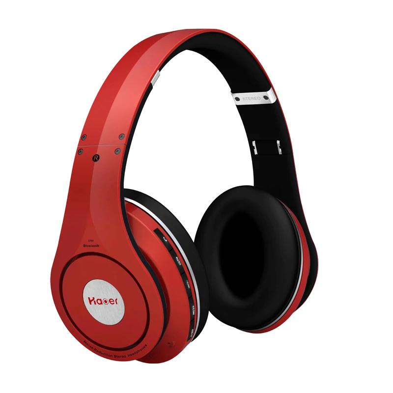 

RoHs bluetooth headset manual noise cancelling wireless V4.1 stereo earphones headphones earbuds, Red black white oem