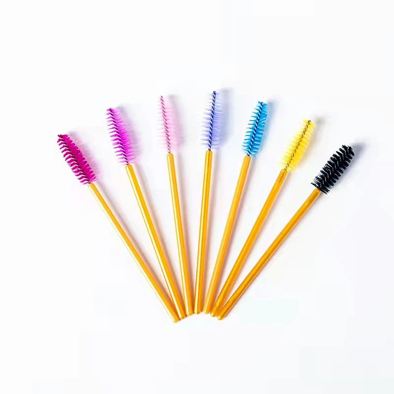 

Wholesale Low MOQ 50 Pcs/bag lashbrush Pink Black and Gold Handle Eyelash Cleaner Brush, Multi color