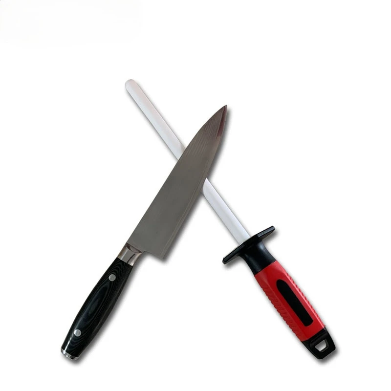 

Sharpening Steel Rod 10 inch Ceramic Diamond Knife Sharpener for Kitchen Knives