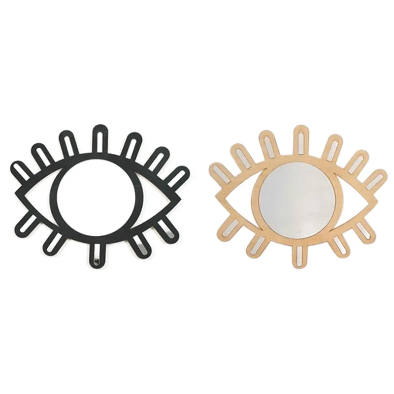 

Nordic Wooden Eye Shape Wall Decoration Hanging Mirror Photography Decoration Props Wholesale