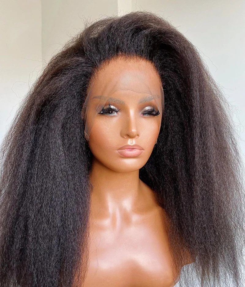 

Wholesale Cheap gluless natural pre plucked hairline yaki kinky straight curly natural wig human hair lace front wigs