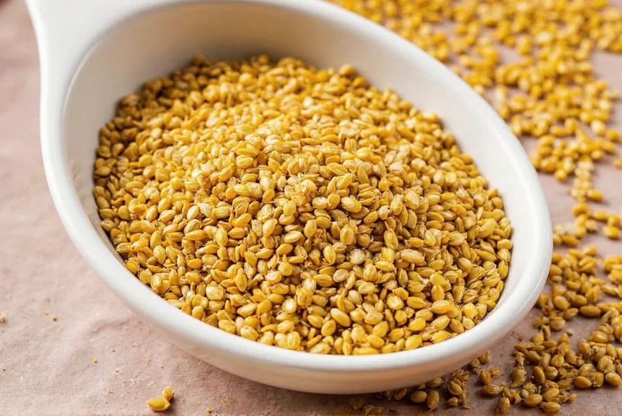 Various mustard seed alternatives arranged for cooking applications including pickling, curry making, and salad dressings