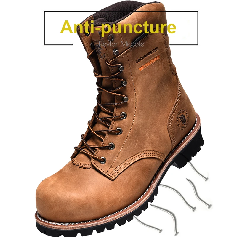 Rockrooster Safety Shoes Men Safety Boots Industrial Shoe Leather