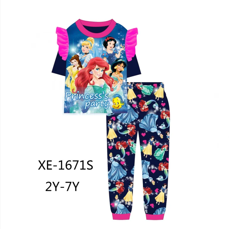 

butterfly sleeve kids Sleepwear Girls Two-piece Pajamas Set cartoon pyjama