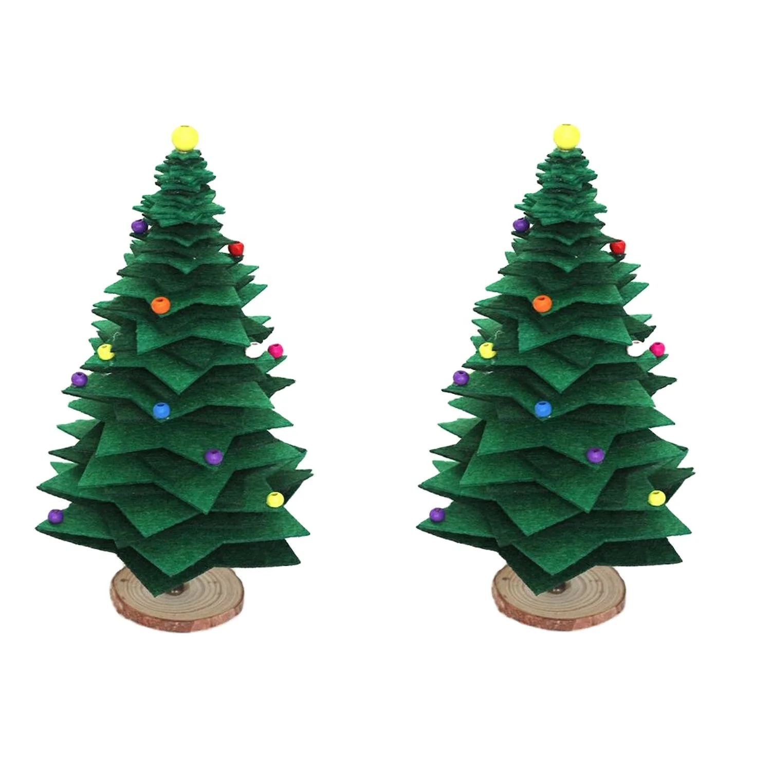 

2 PCS of Mini DIY Christmas Tree for Kids Children Non-Woven Fabric Felt Crafts Kit Home Ornament Indoor Decor Set(Lot of 2)