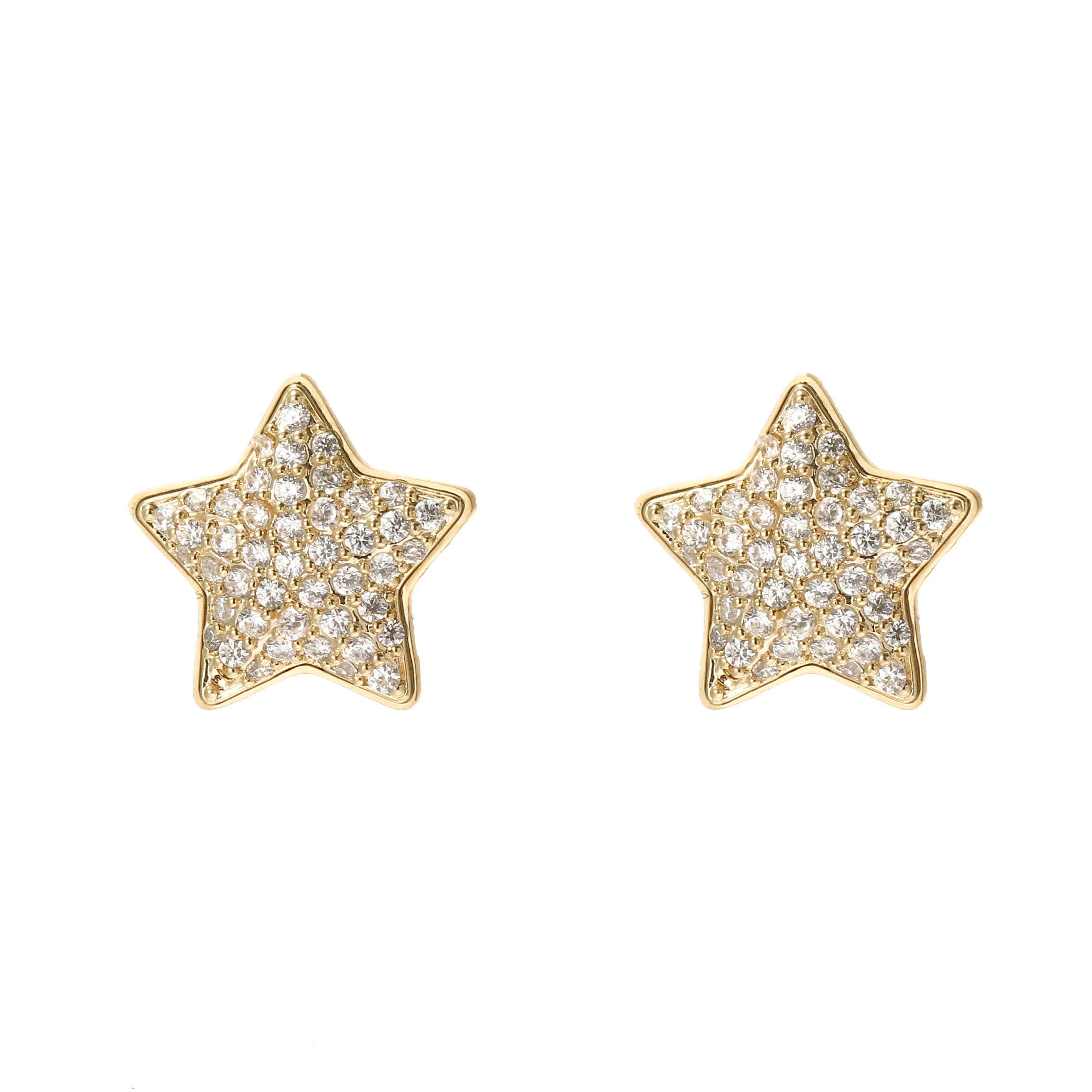 

14K Gold Round Cut Stainless Steel Ladies Star Shape Fashion Stud Earrings