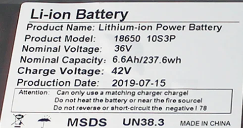 E scooter lithium battery 36V 6.6AH Electric Scooter batteries Li-ion Battery kick Scooter