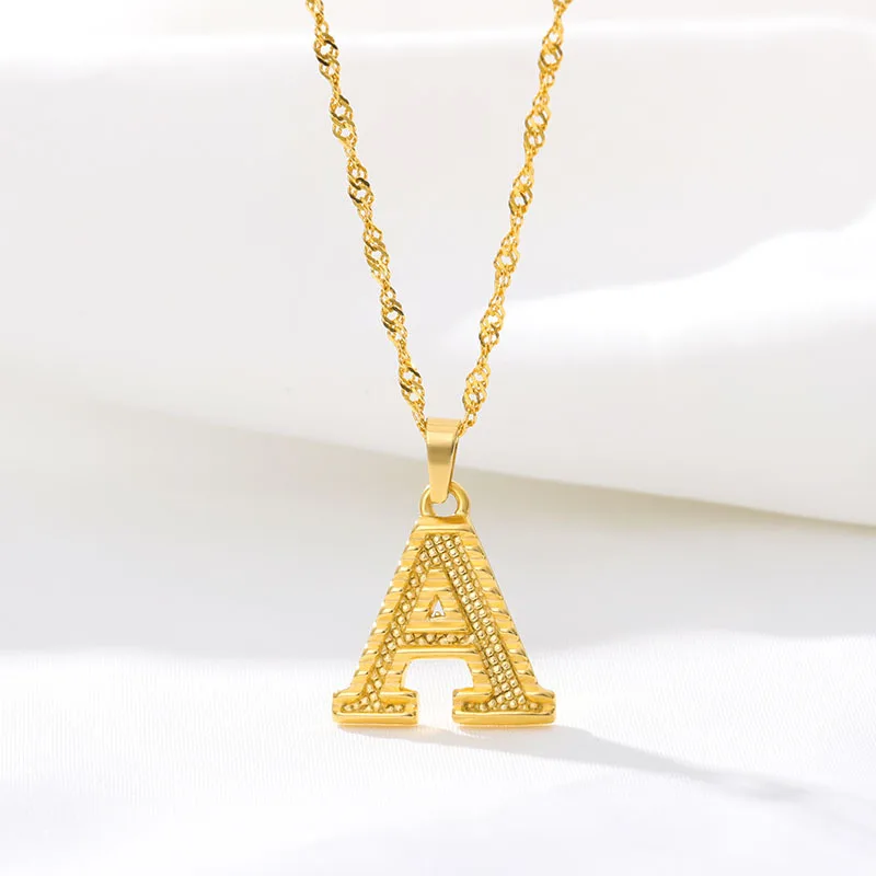 

Gold Plated Letter Stainless Steel Alphabet Necklace, 18k gold