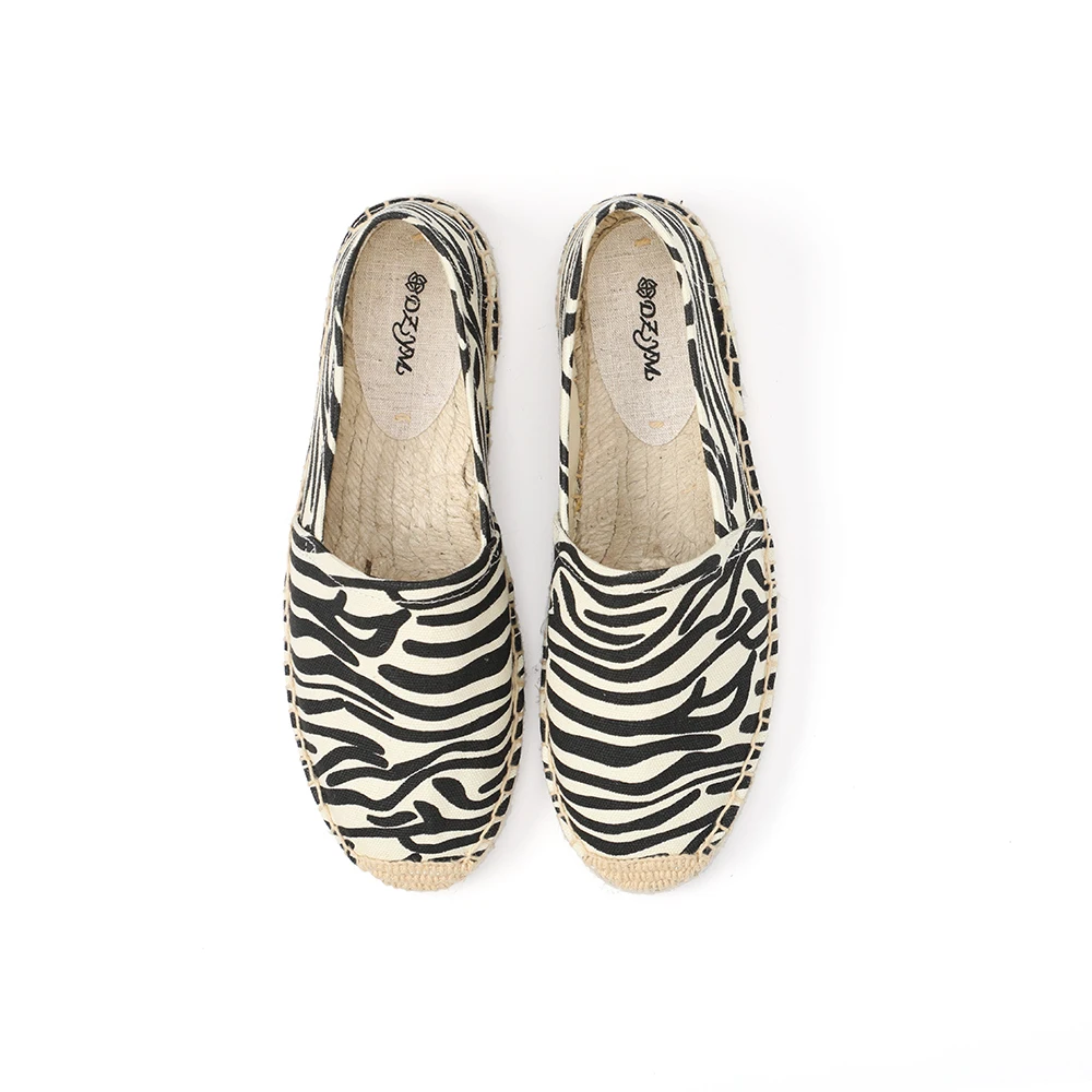 

Supply black zebra-stripe cool canvas flat espadrilles shoes femme, Mixed