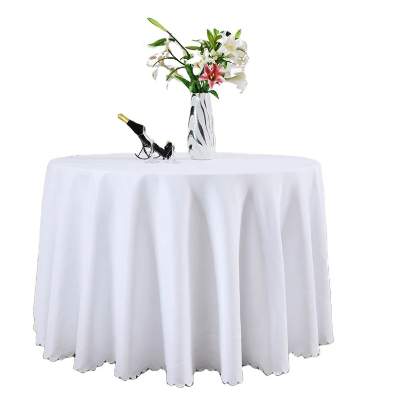 

120 Inch Polyester Round Tablecloth Table Cover for Wedding Banquet