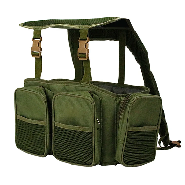 

New Design Multi-functional Large Capacity Seat Box Harness Rucksack Fishing Tackle Backpack for Toolbox, Green